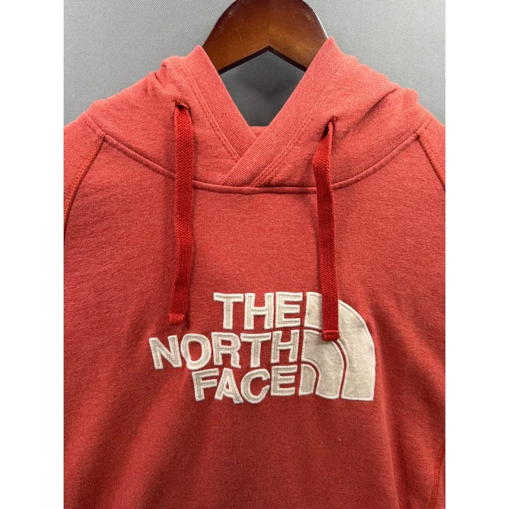 The North Face Hoodie Mens Red Orange Embroidered Logo Pullover Large